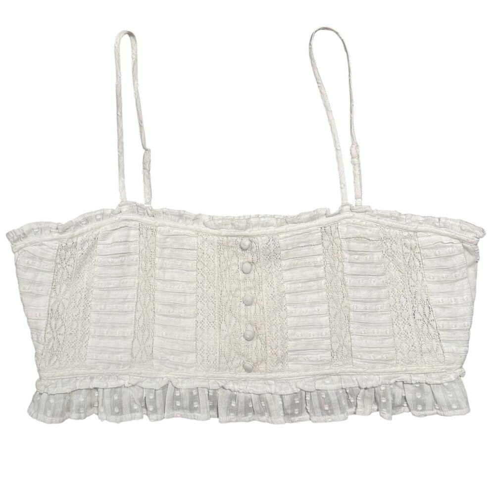 NEW American Eagle White Crop Corset Top Coquette Babydoll Cottagecore Summer XL